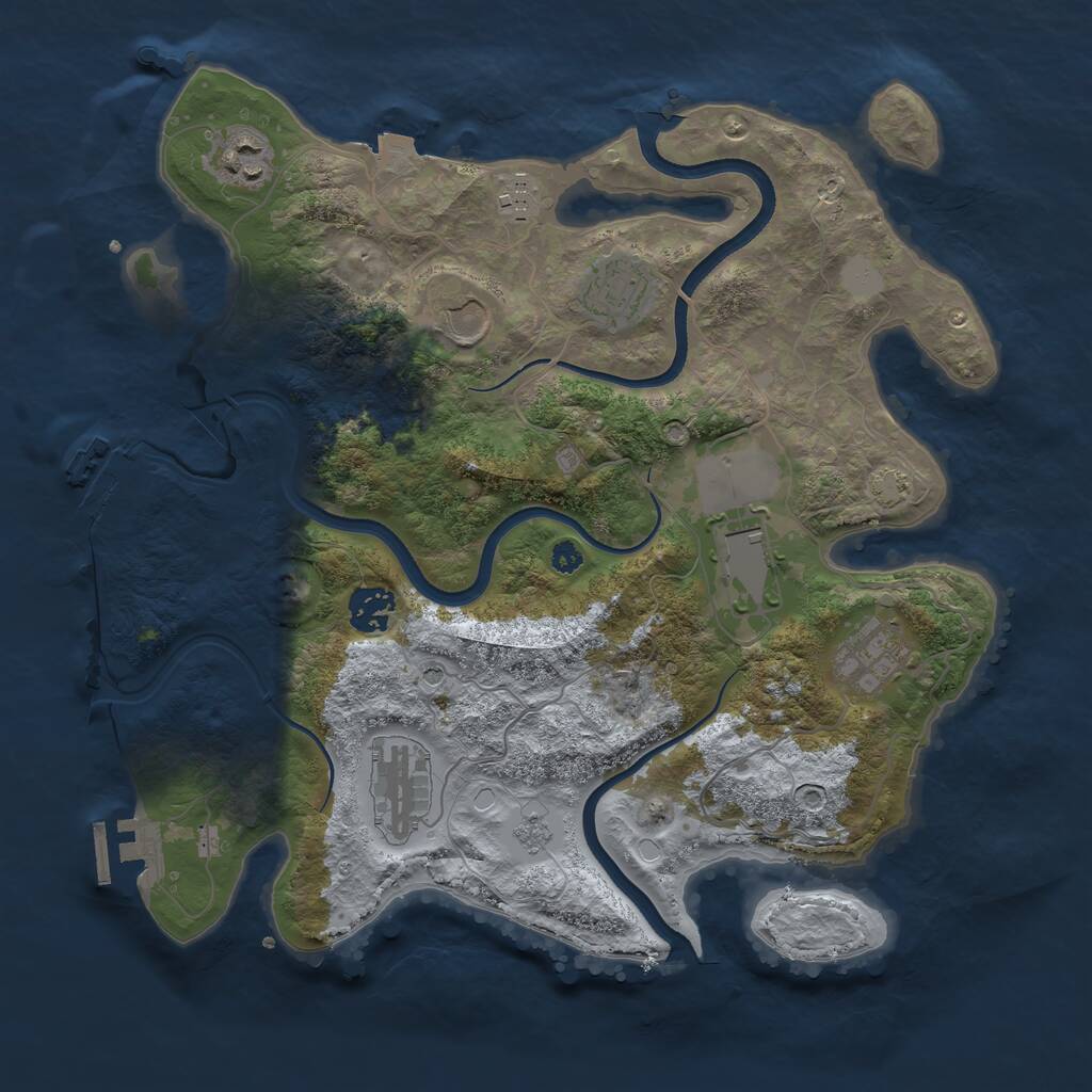 Rust Map: Procedural Map, Size: 3500, Seed: 1109368343, 14 Monuments