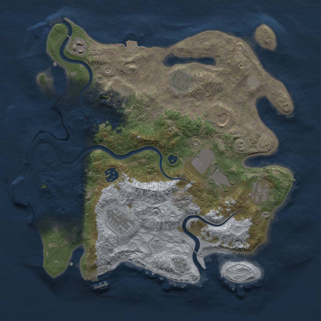 Rust Map: Procedural Map, Size: 3500, Seed: 1109368343, 15 Monuments
