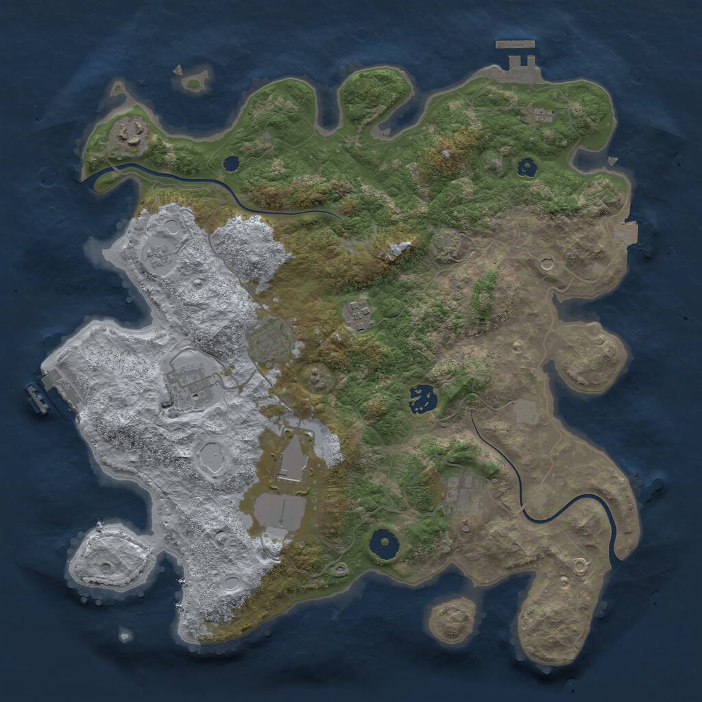 Rust Map: Procedural Map, Size: 3600, Seed: 916821, 13 Monuments