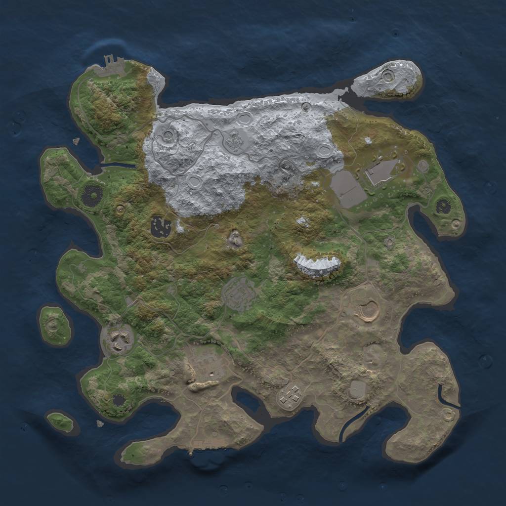 Rust Map: Procedural Map, Size: 3500, Seed: 22323700, 16 Monuments