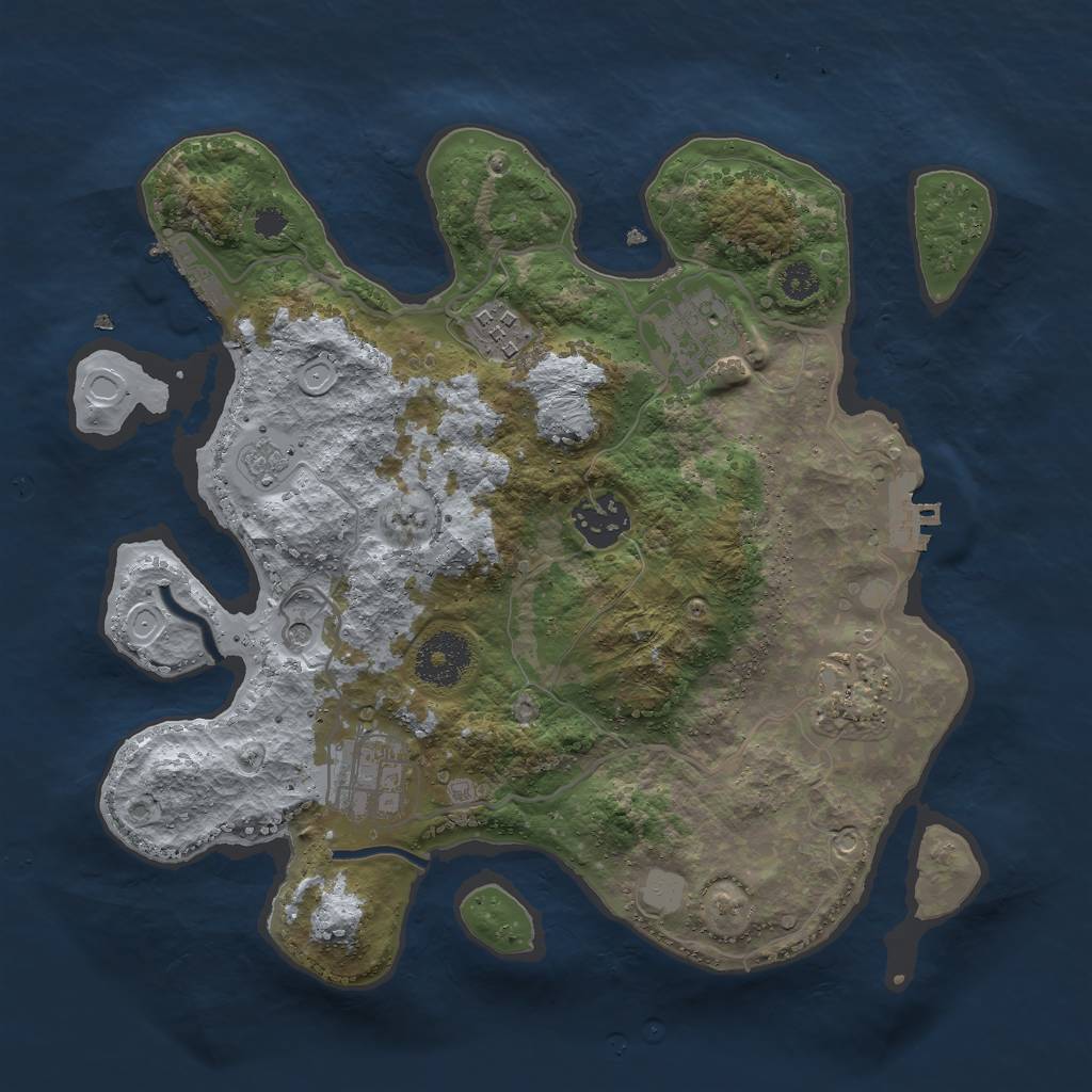 Rust Map: Procedural Map, Size: 3000, Seed: 671, 14 Monuments