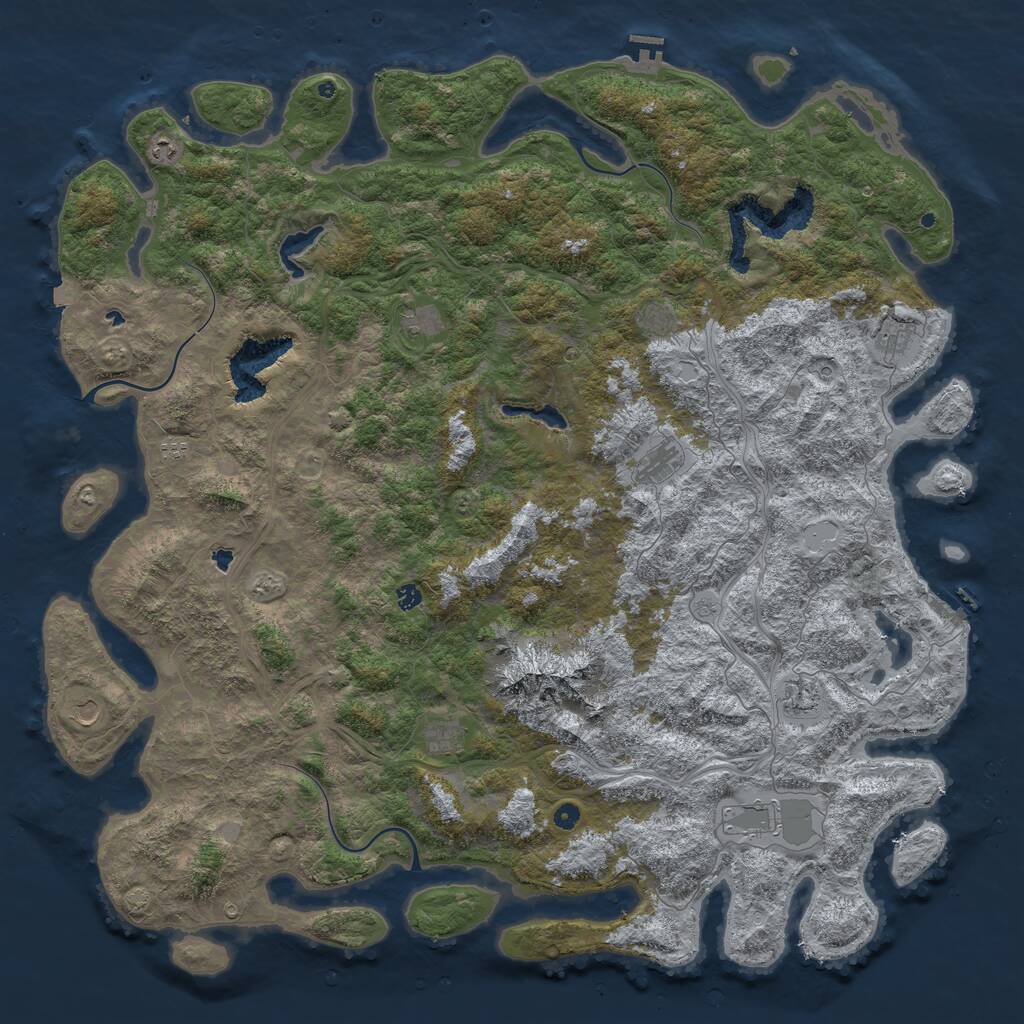 Rust Map: Procedural Map, Size: 6000, Seed: 6236809, 17 Monuments