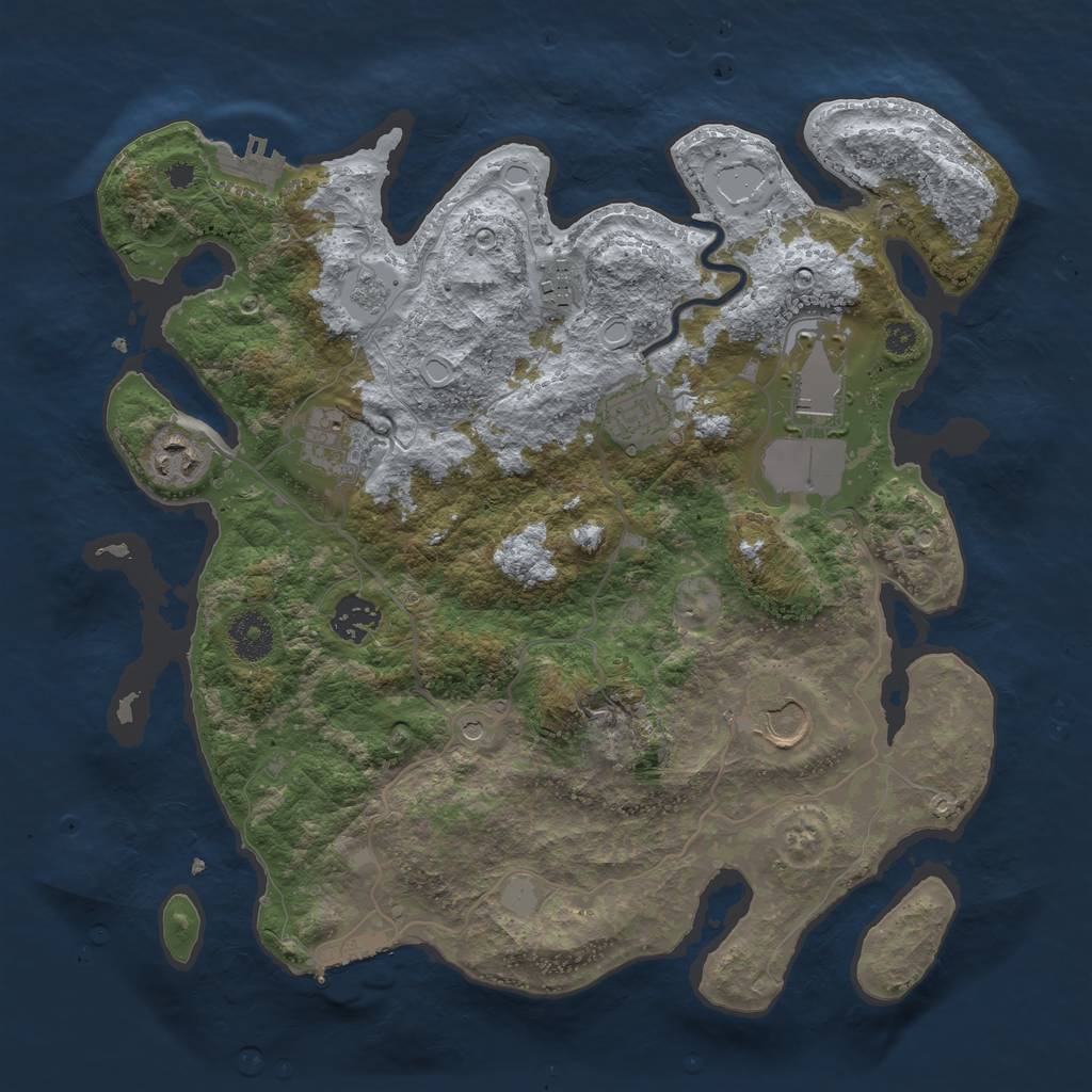 Rust Map: Procedural Map, Size: 3500, Seed: 840372051, 16 Monuments