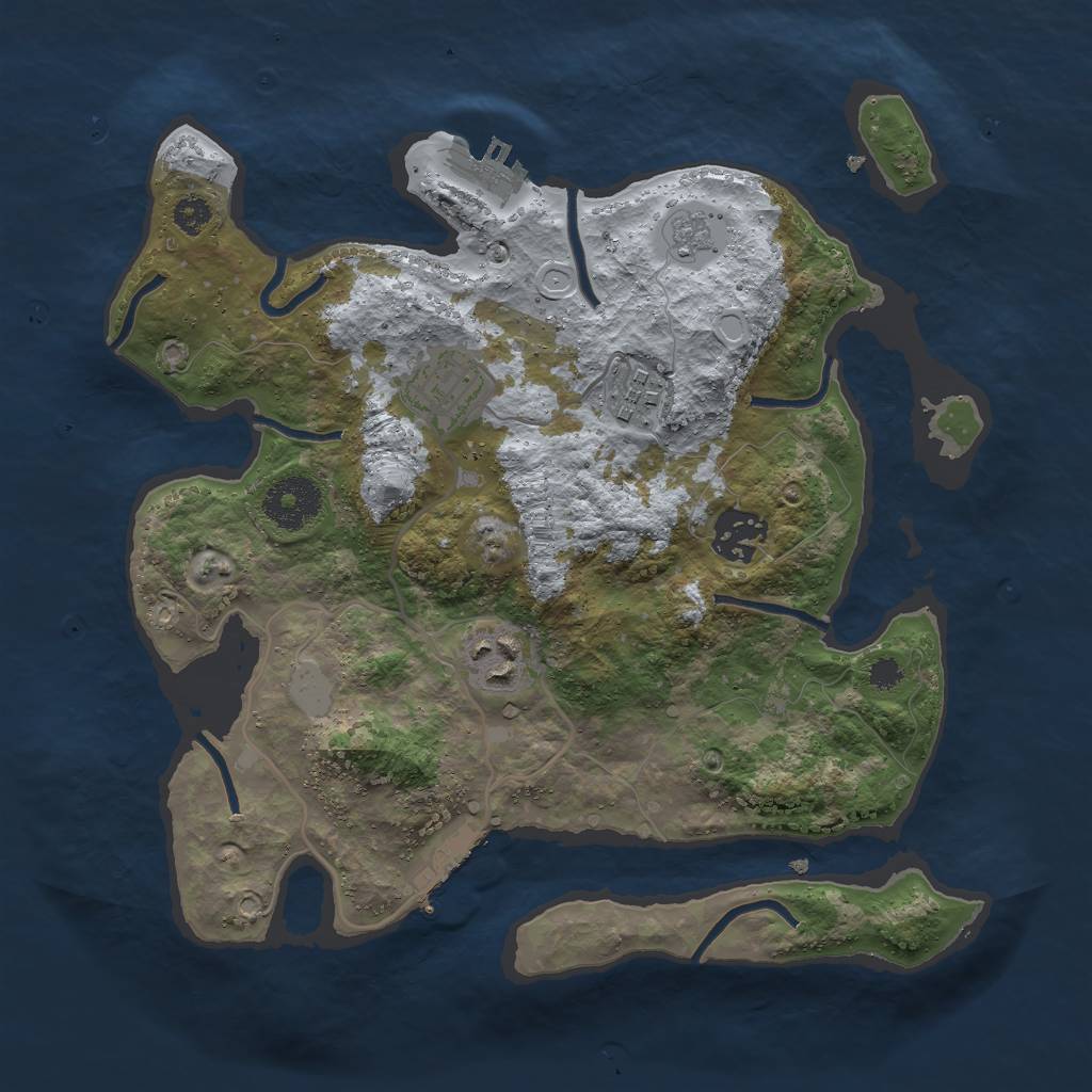 Rust Map: Procedural Map, Size: 3000, Seed: 9500837, 12 Monuments