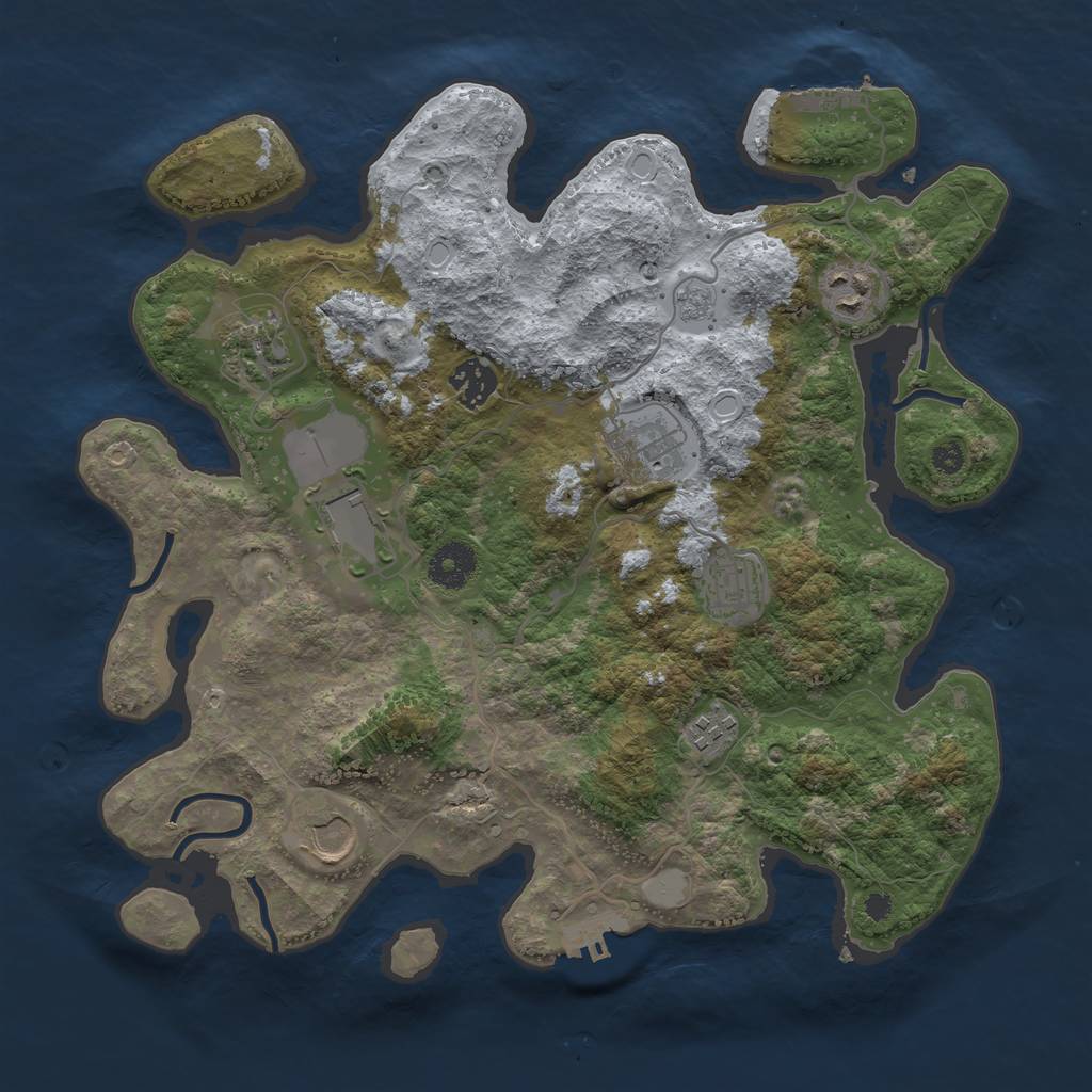 Rust Map: Procedural Map, Size: 3500, Seed: 76546454, 16 Monuments
