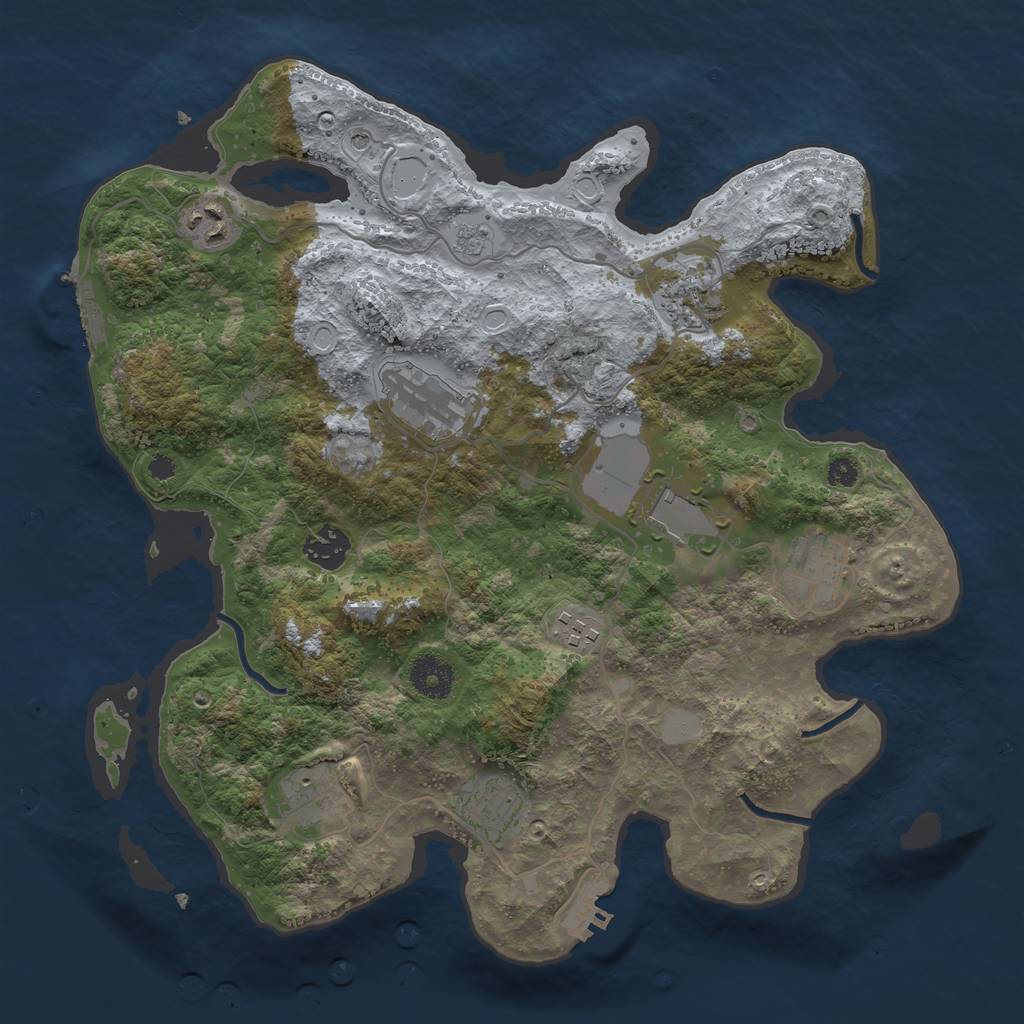 Rust Map: Procedural Map, Size: 3530, Seed: 5784, 18 Monuments