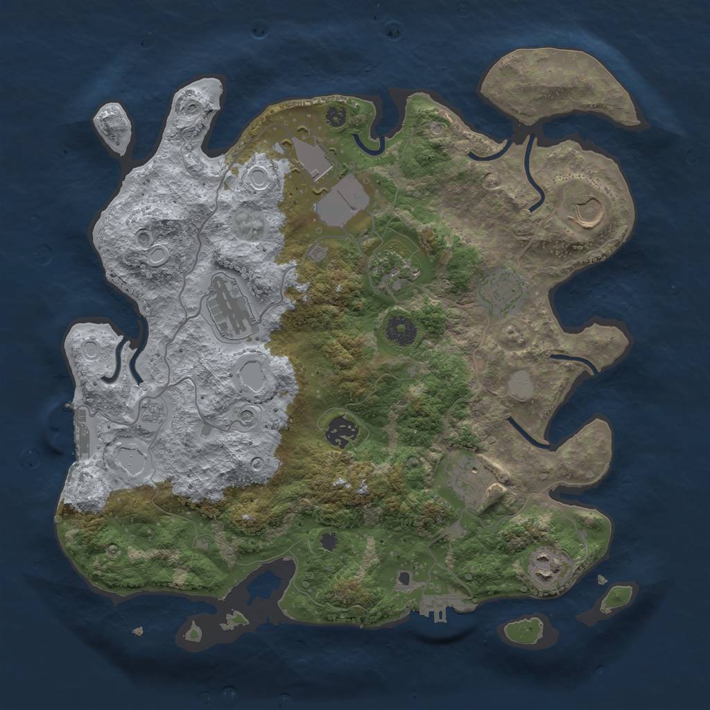 Rust Map: Procedural Map, Size: 3500, Seed: 1842262964, 17 Monuments