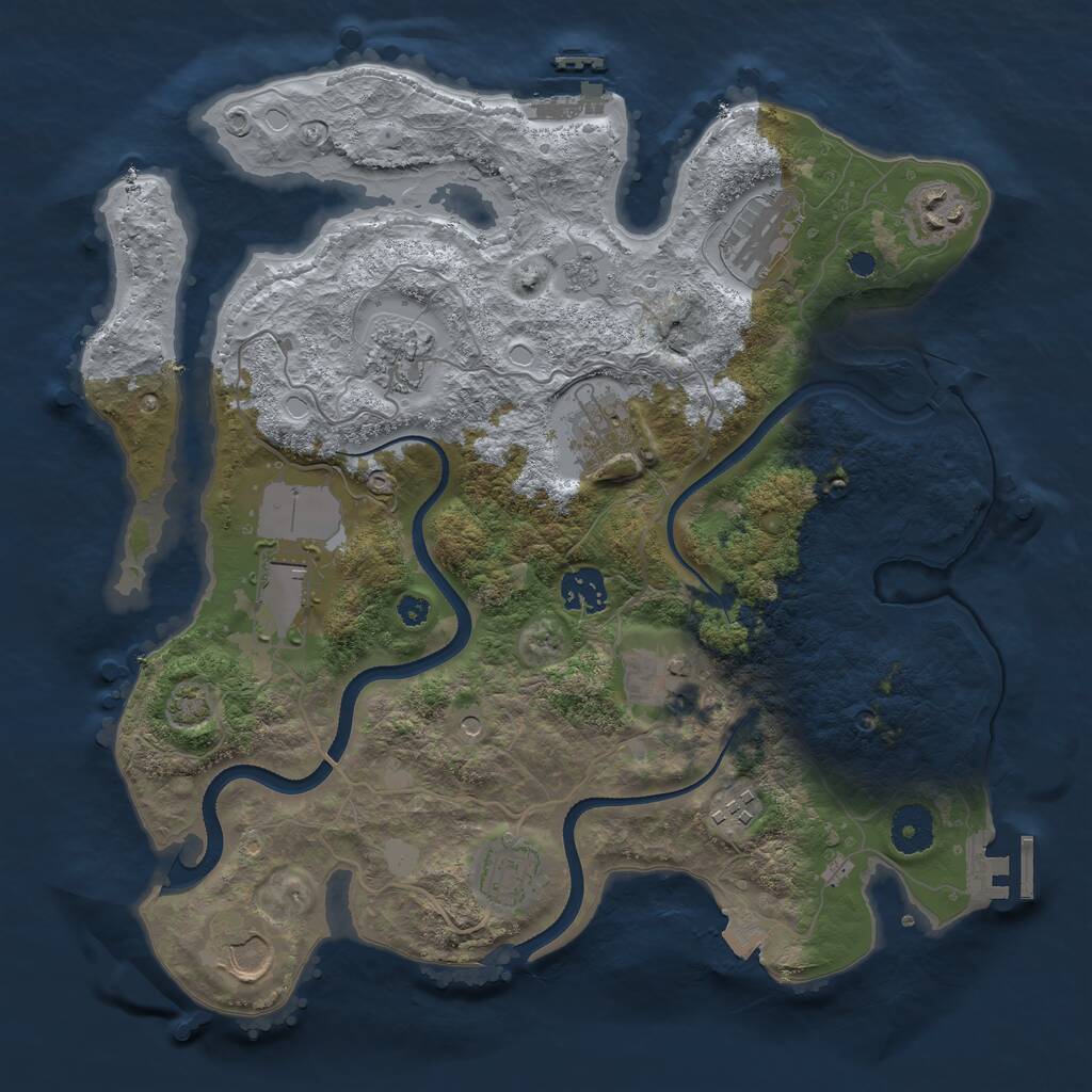 Rust Map: Procedural Map, Size: 3500, Seed: 78001736, 16 Monuments
