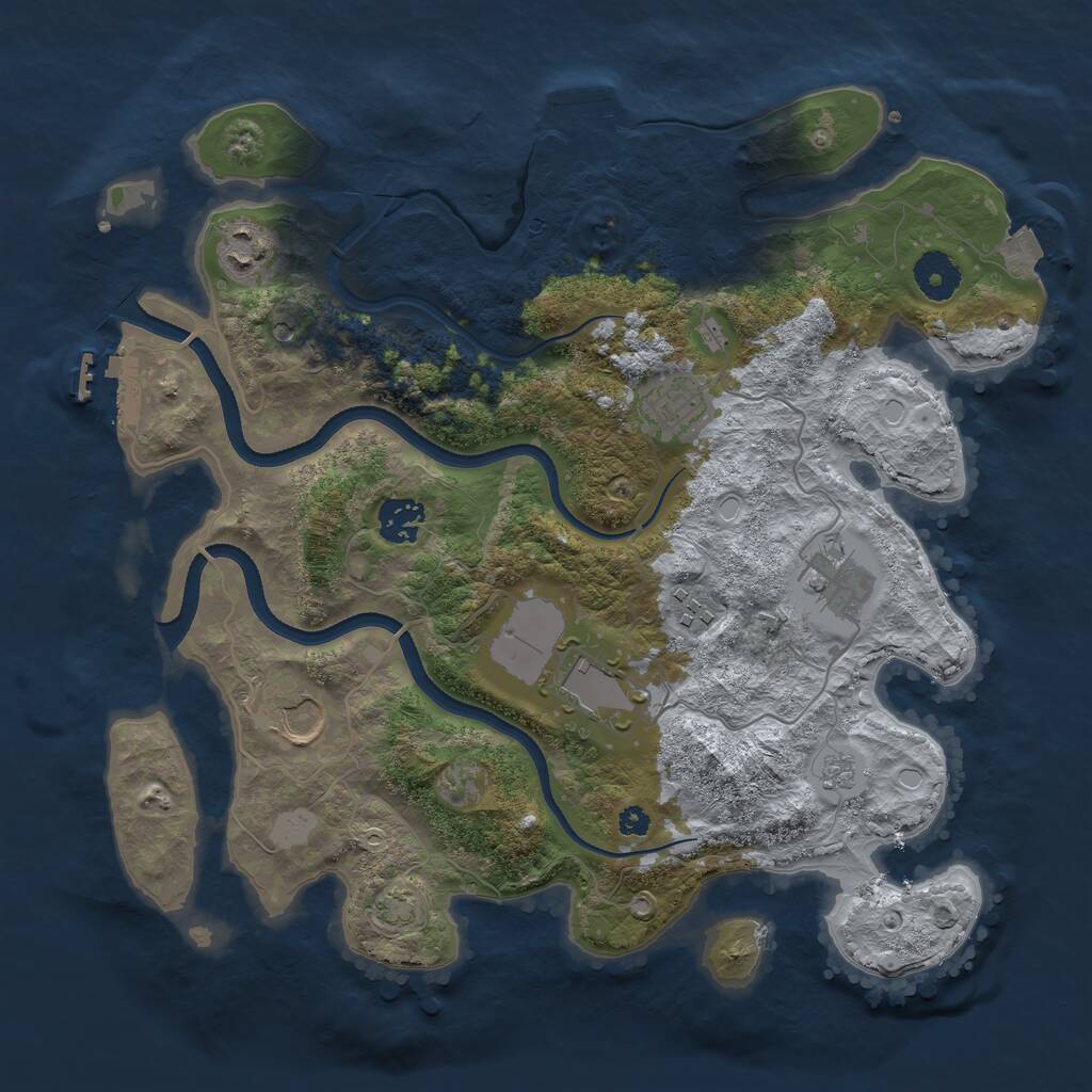 Rust Map: Procedural Map, Size: 3500, Seed: 1497953875, 13 Monuments