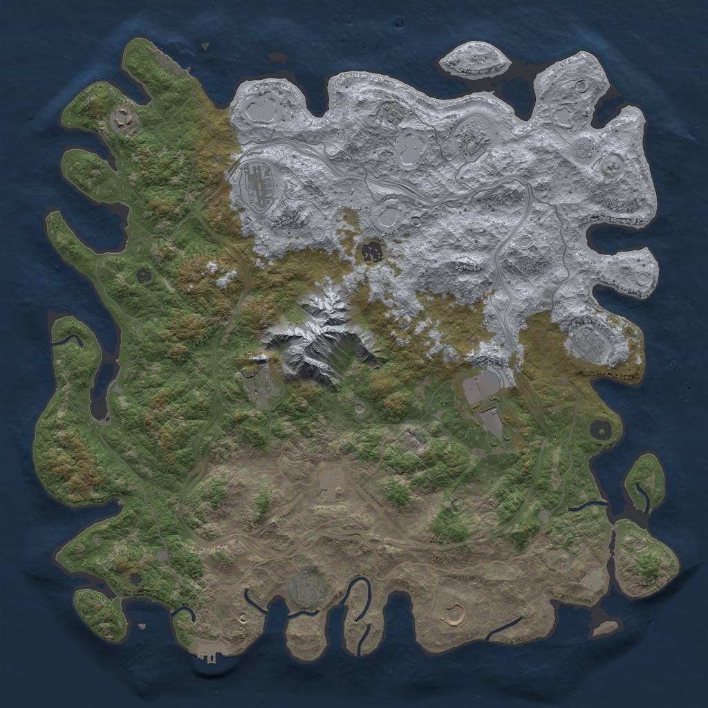 Rust Map: Procedural Map, Size: 5000, Seed: 48916, 20 Monuments