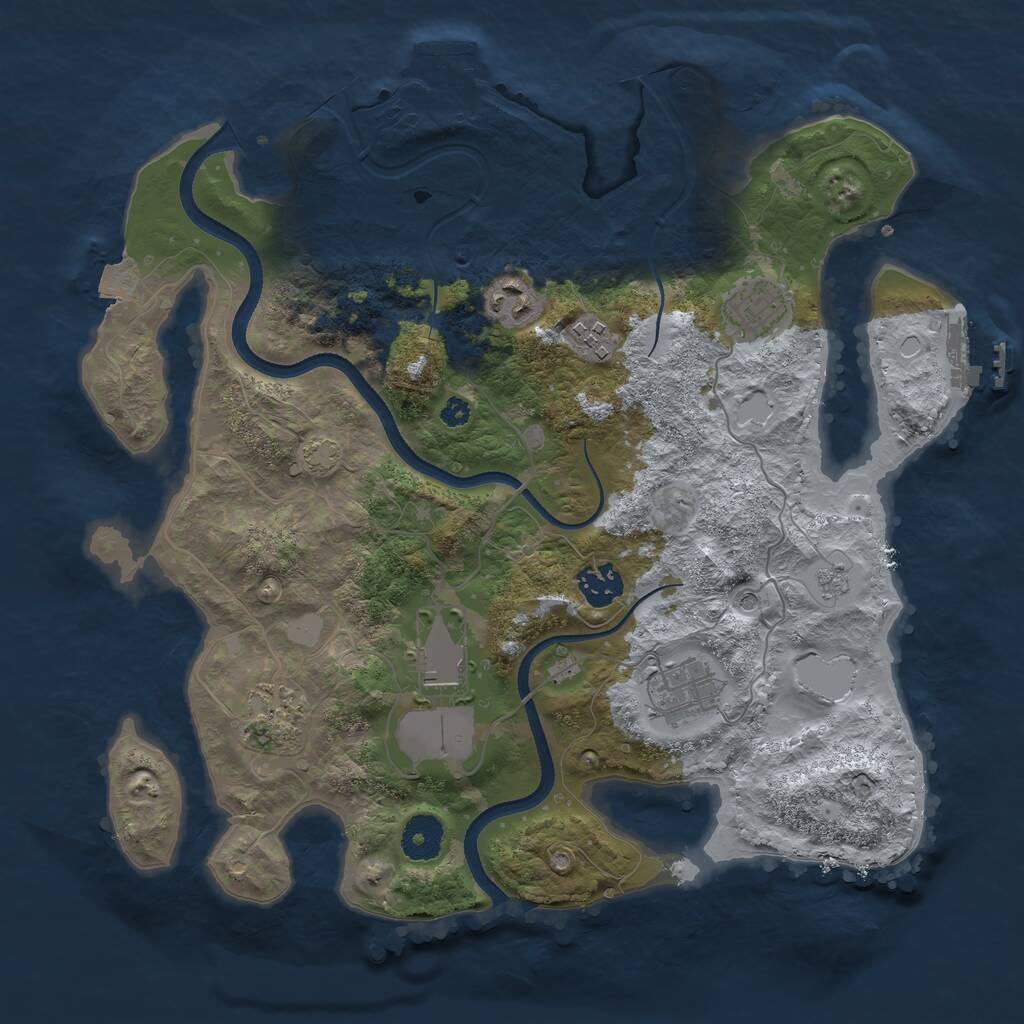 Rust Map: Procedural Map, Size: 3500, Seed: 44765752, 13 Monuments