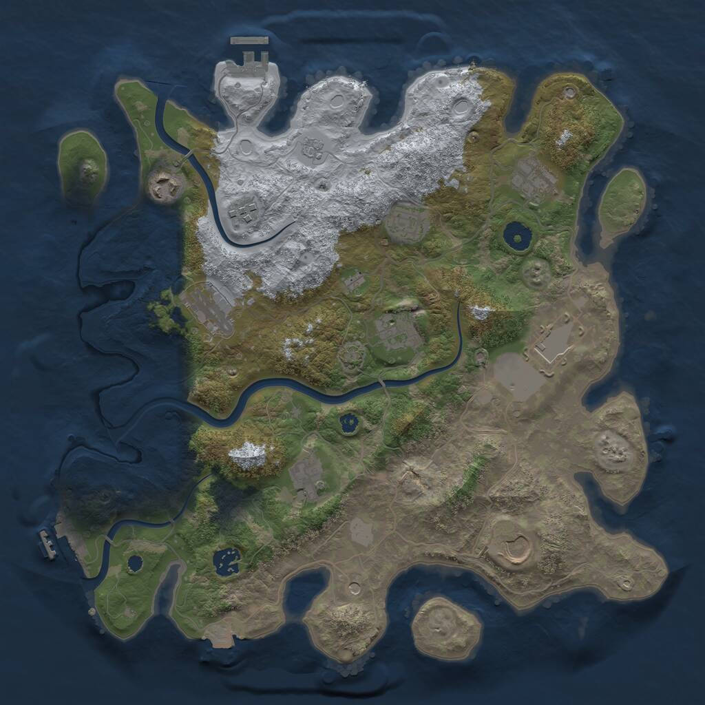 Rust Map: Procedural Map, Size: 3750, Seed: 31565366, 16 Monuments