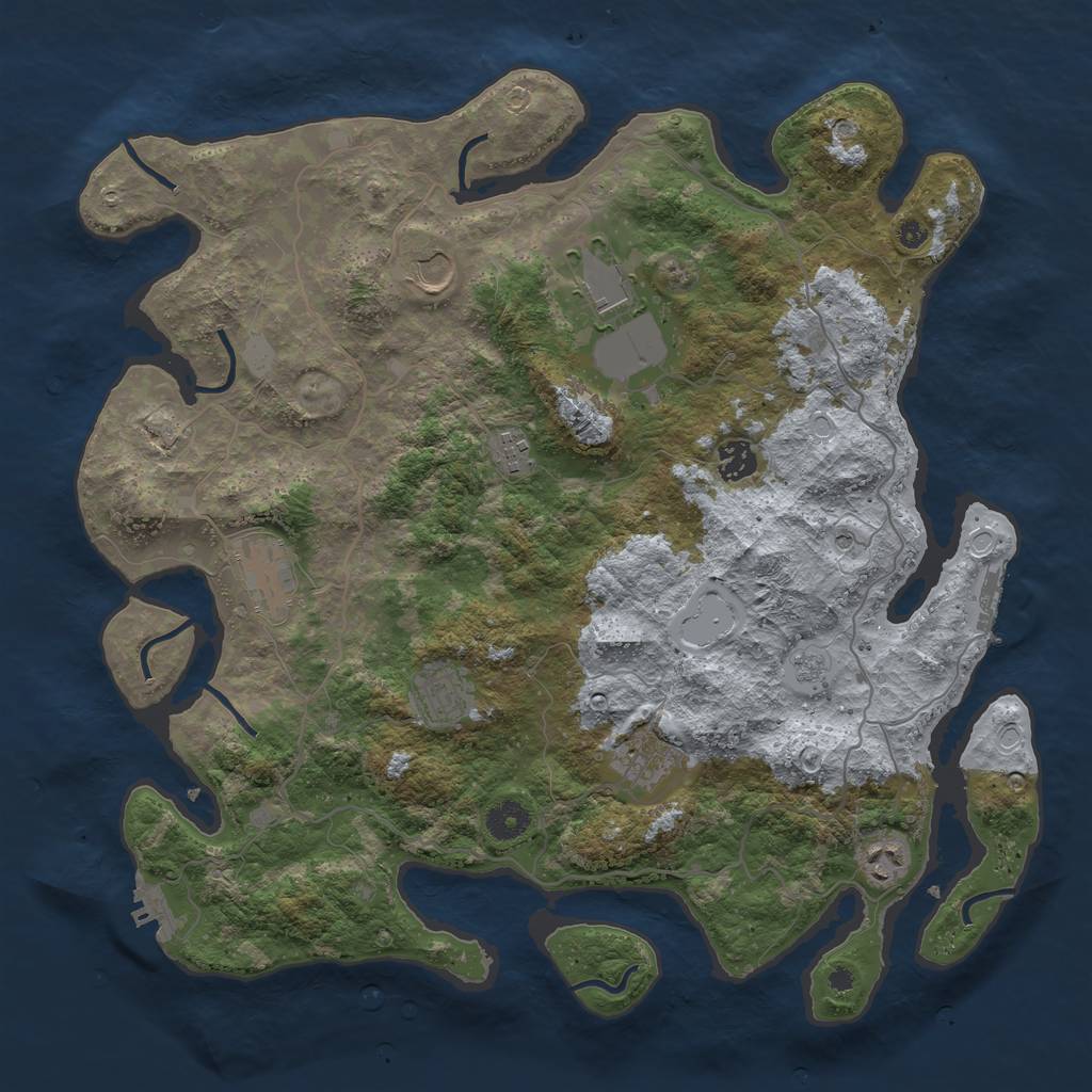 Rust Map: Procedural Map, Size: 4000, Seed: 82171, 17 Monuments
