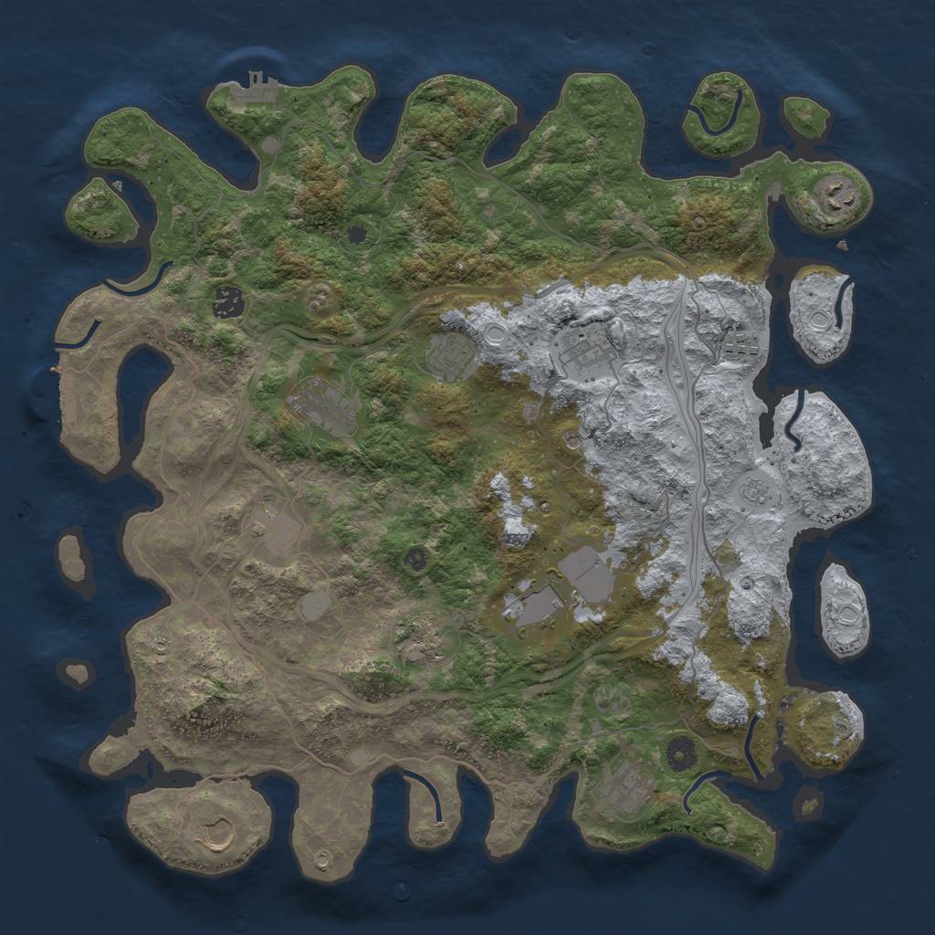 Rust Map: Procedural Map, Size: 4250, Seed: 634460853, 20 Monuments