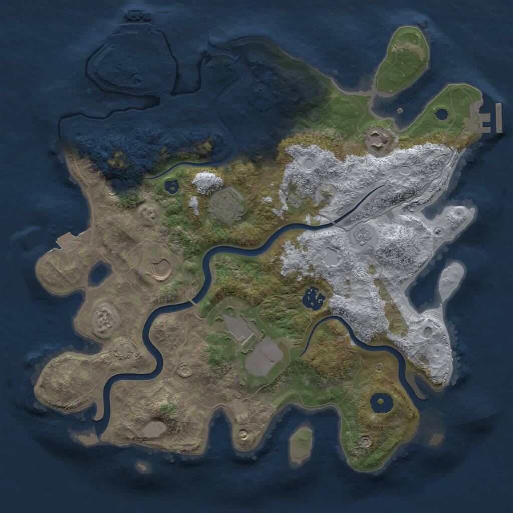 Rust Map: Procedural Map, Size: 3500, Seed: 273272791, 11 Monuments