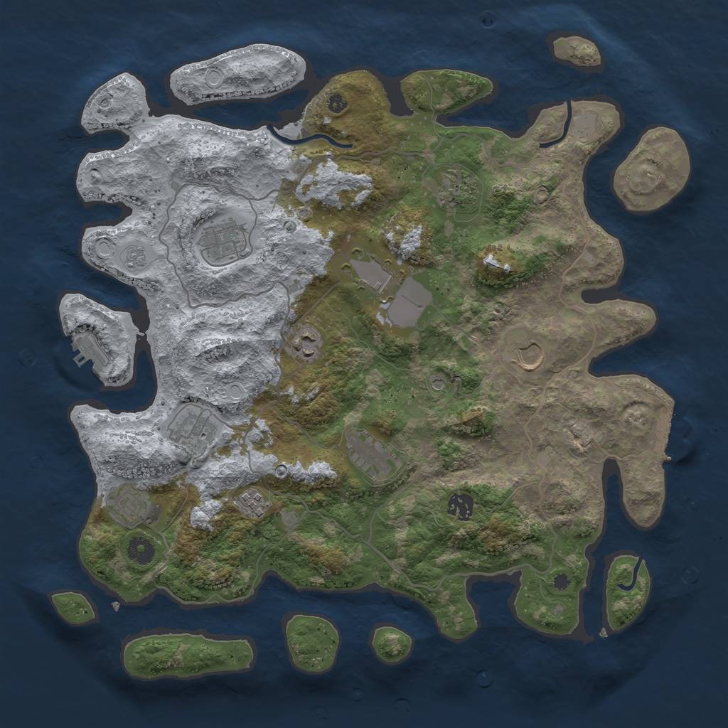 Rust Map: Procedural Map, Size: 4000, Seed: 1031082677, 19 Monuments