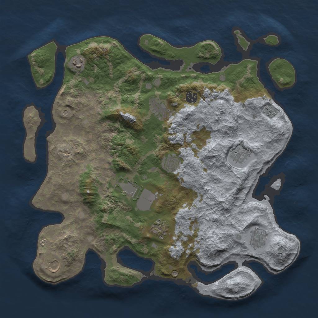 Rust Map: Barren, Size: 4000, Seed: 246795921, 13 Monuments
