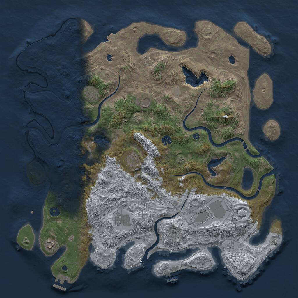 Rust Map: Procedural Map, Size: 4500, Seed: 1754444394, 14 Monuments