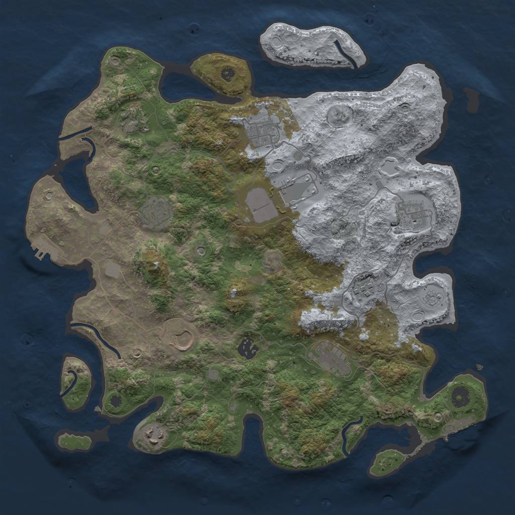 Rust Map: Procedural Map, Size: 3850, Seed: 60095515, 19 Monuments