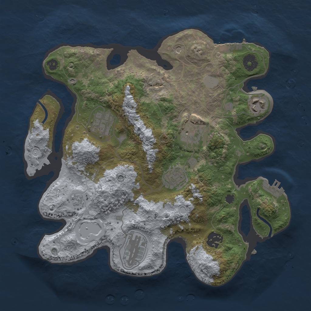 Rust Map: Procedural Map, Size: 3000, Seed: 1068160377, 15 Monuments