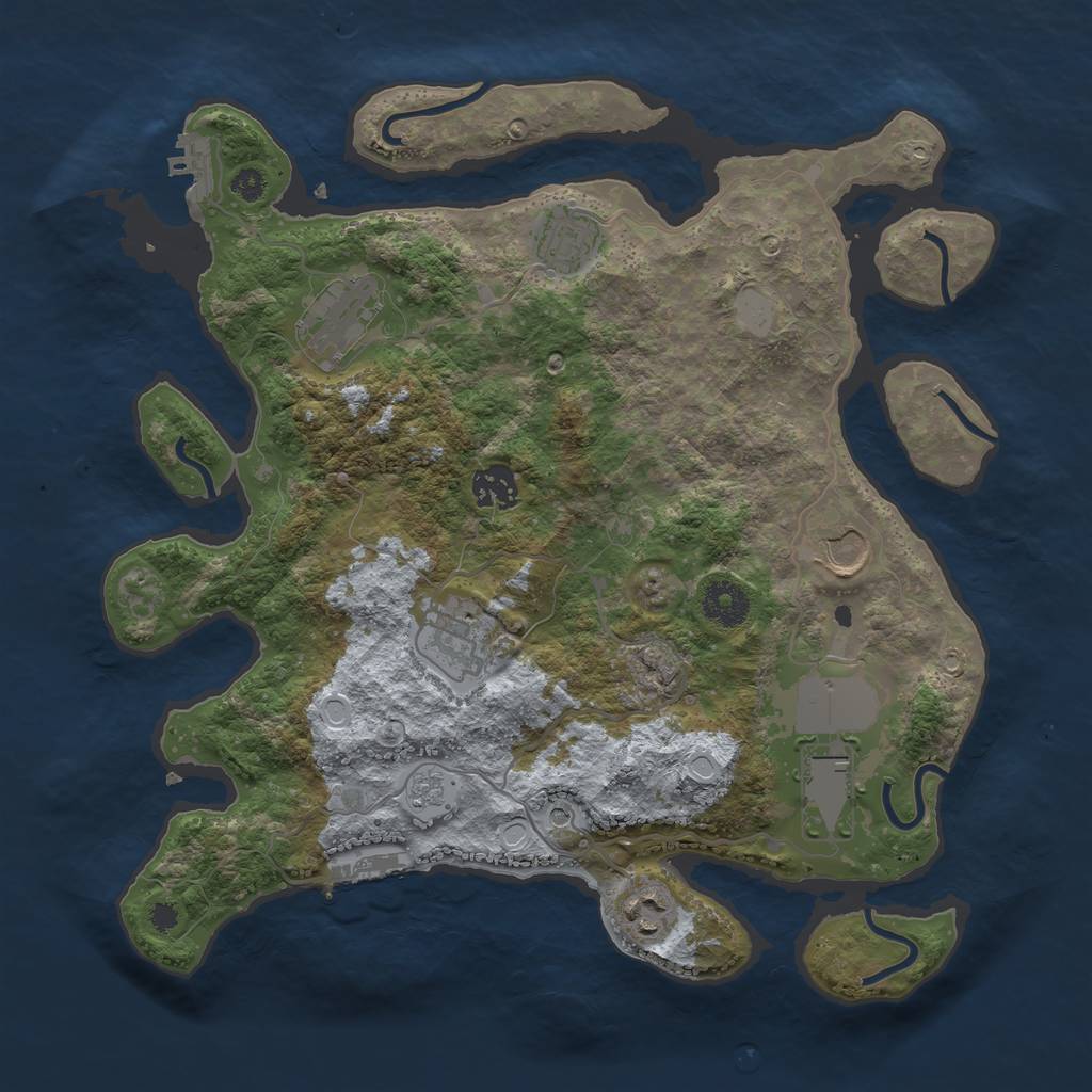 Rust Map: Procedural Map, Size: 3500, Seed: 1119877864, 16 Monuments