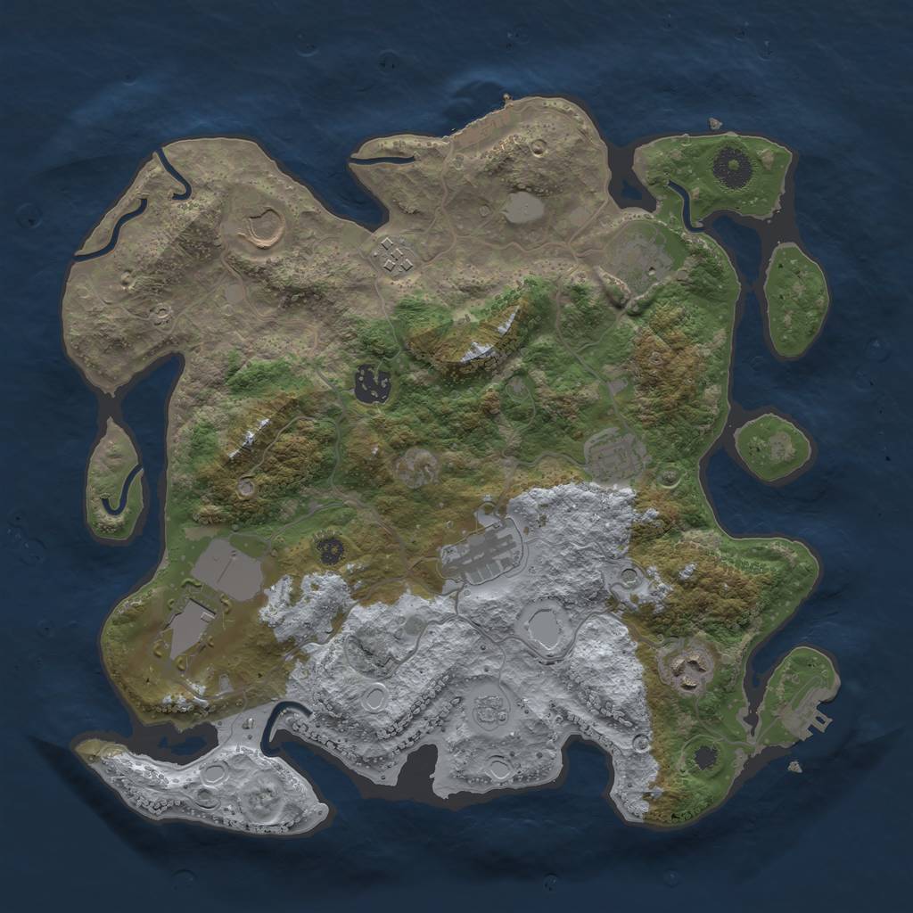 Rust Map: Procedural Map, Size: 3500, Seed: 16853014, 17 Monuments