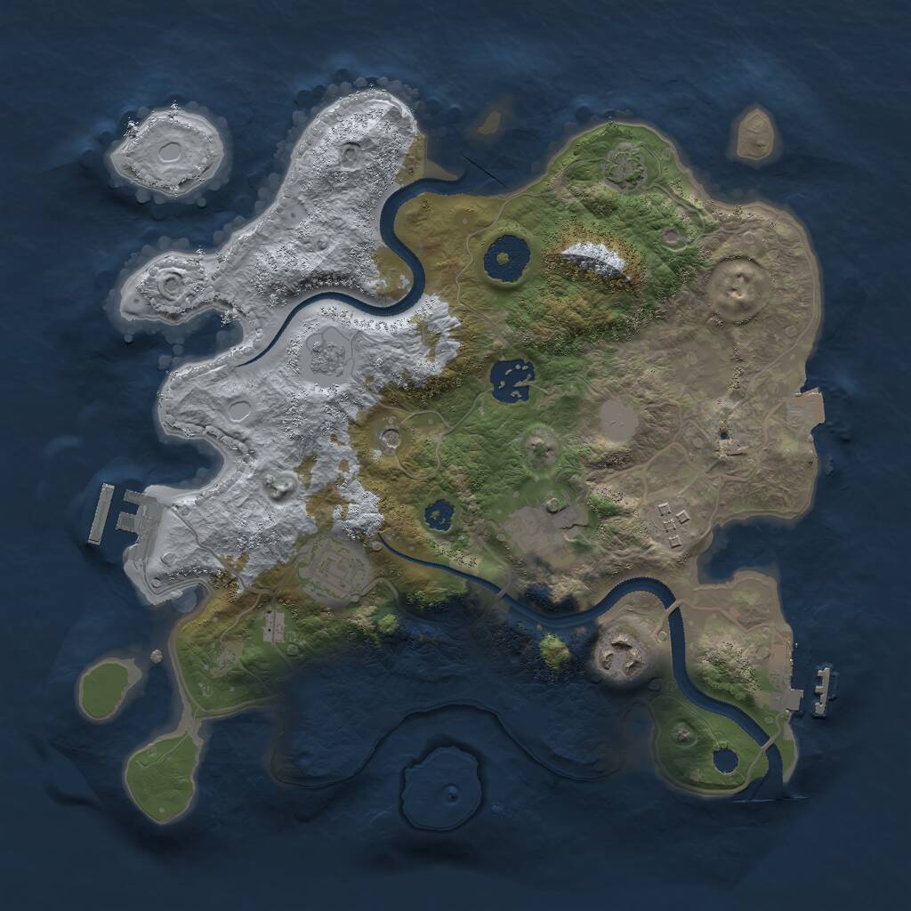 Rust Map: Procedural Map, Size: 3000, Seed: 5674, 11 Monuments