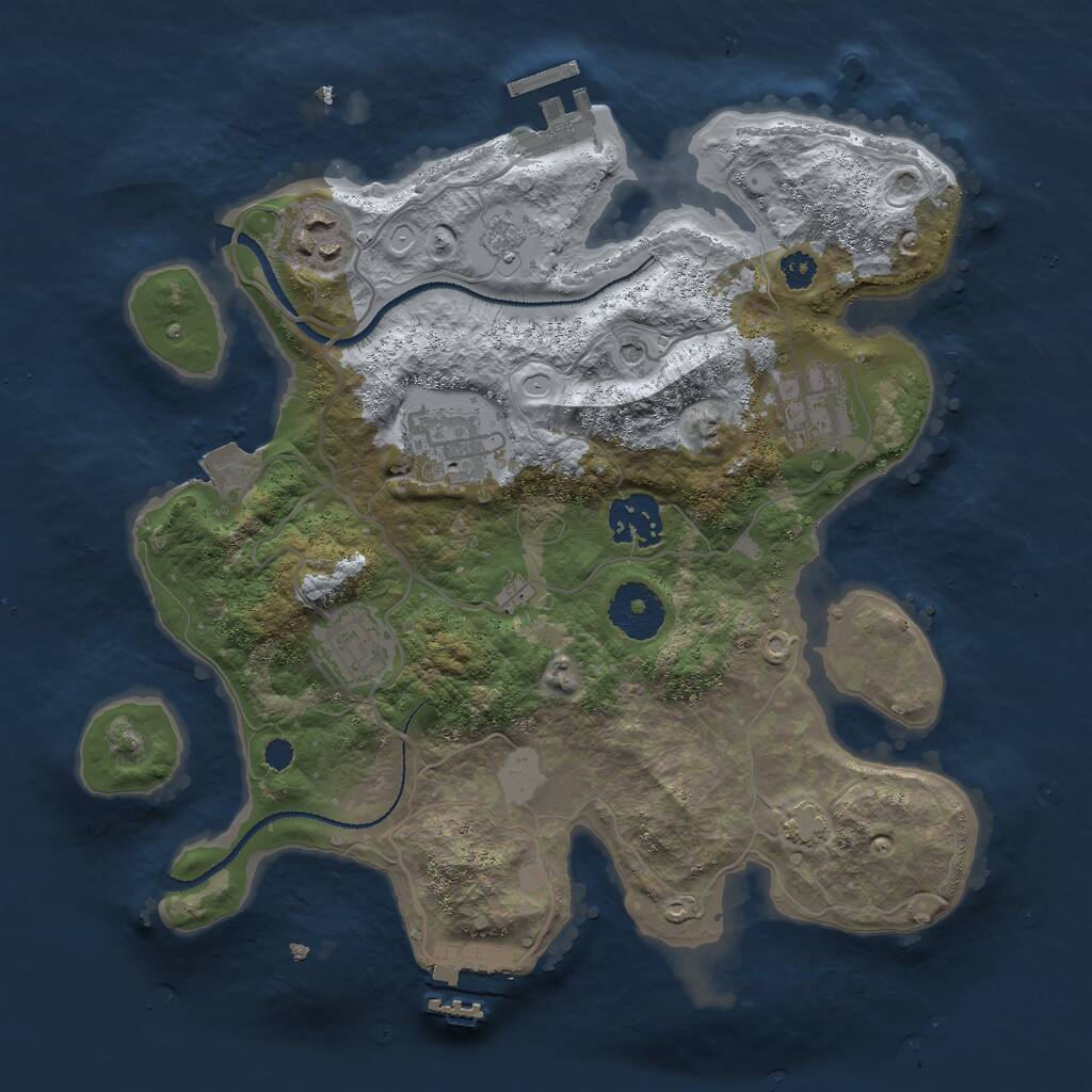 Rust Map: Procedural Map, Size: 3000, Seed: 1881889437, 11 Monuments