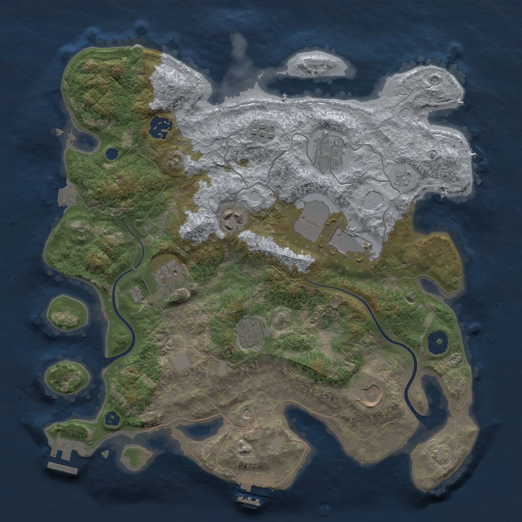 Rust Map: Procedural Map, Size: 3500, Seed: 7325796, 14 Monuments