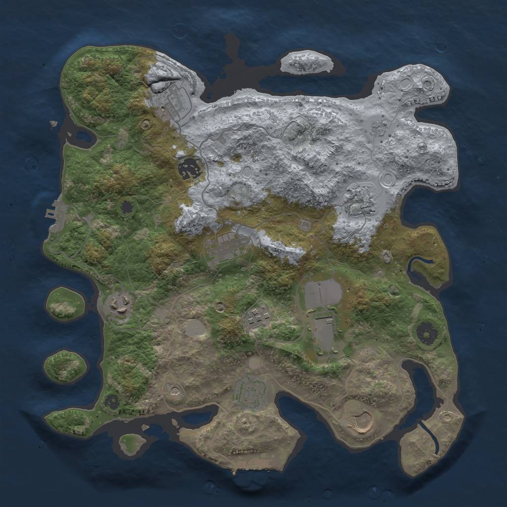 Rust Map: Procedural Map, Size: 3500, Seed: 7325796, 18 Monuments