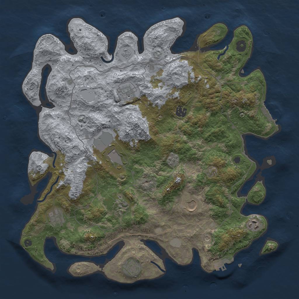Rust Map: Procedural Map, Size: 4000, Seed: 733939208, 18 Monuments