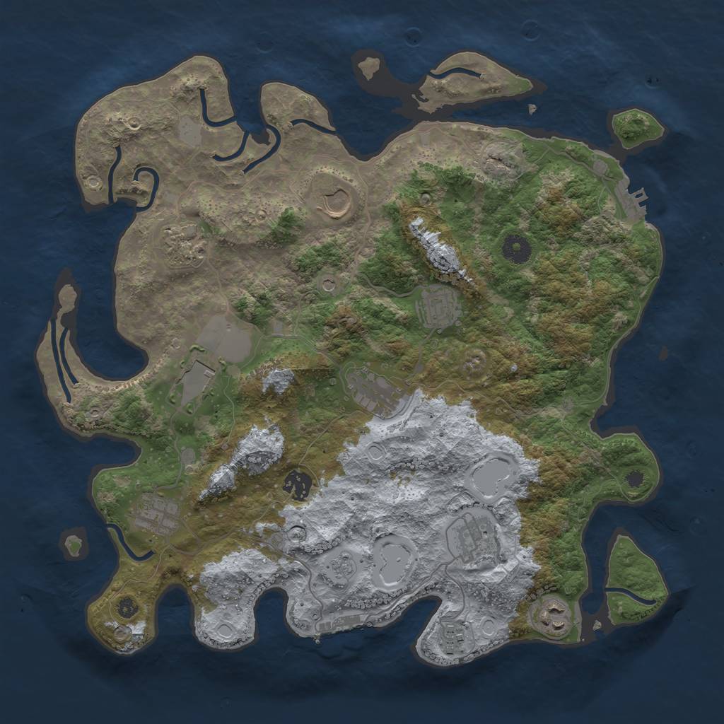 Rust Map: Procedural Map, Size: 3750, Seed: 750280997, 19 Monuments