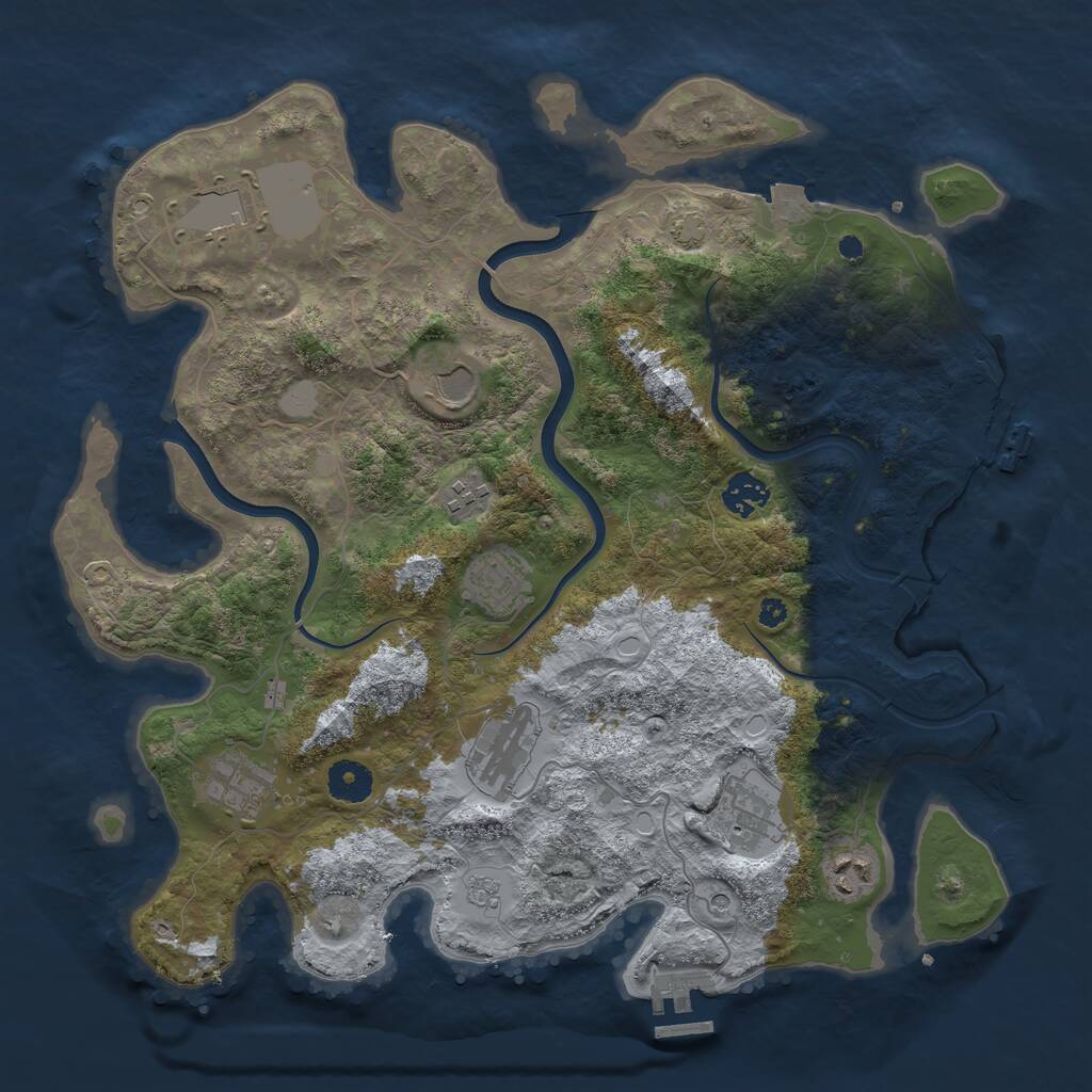 Rust Map: Procedural Map, Size: 3750, Seed: 750280997, 15 Monuments
