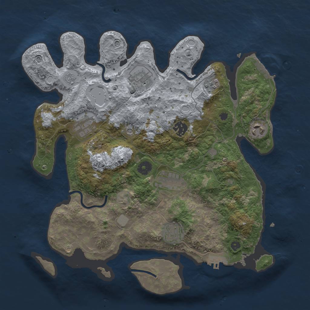 Rust Map: Procedural Map, Size: 3350, Seed: 81556060, 16 Monuments