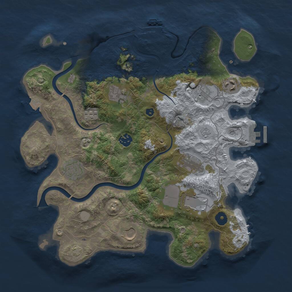 Rust Map: Procedural Map, Size: 3500, Seed: 1228315977, 15 Monuments
