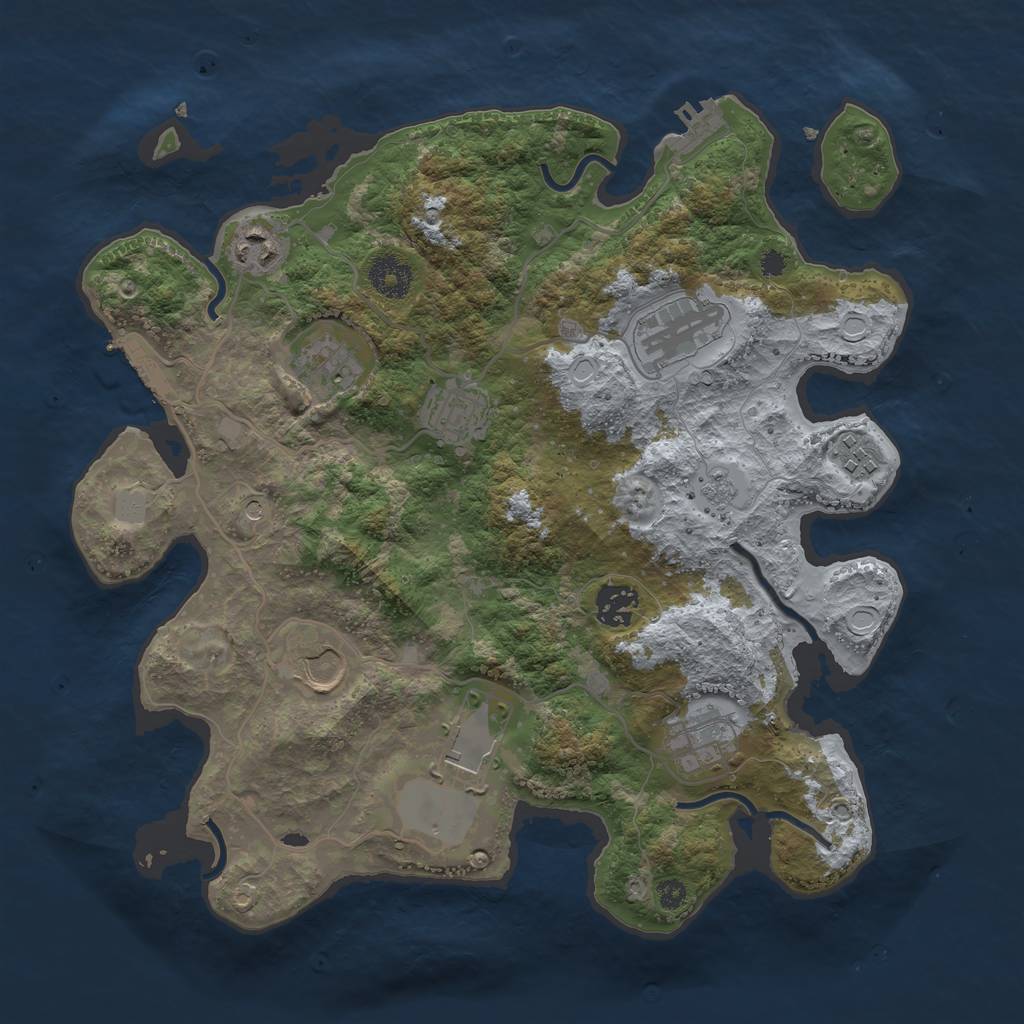 Rust Map: Procedural Map, Size: 3500, Seed: 1228315977, 18 Monuments