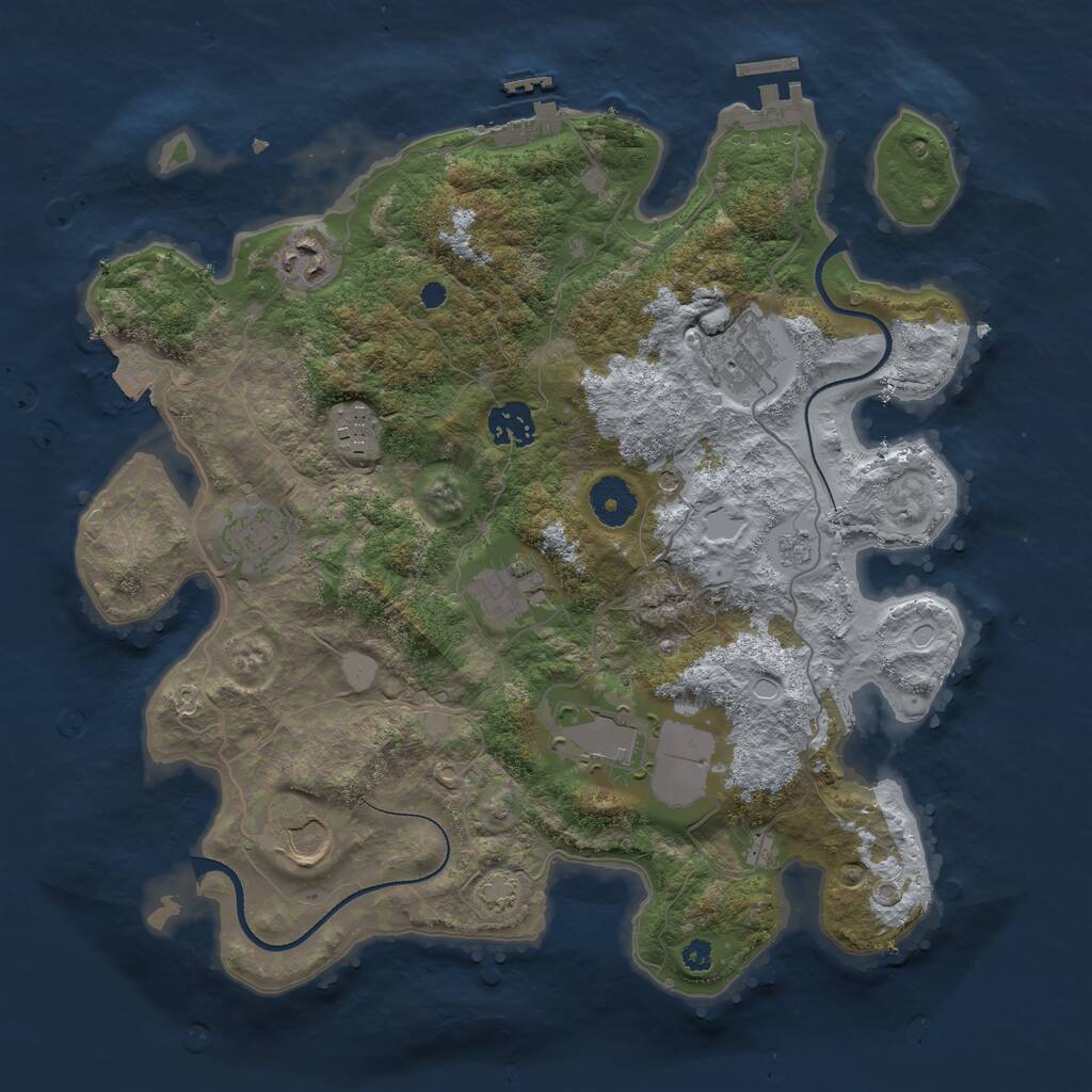 Rust Map: Procedural Map, Size: 3500, Seed: 1228315977, 14 Monuments
