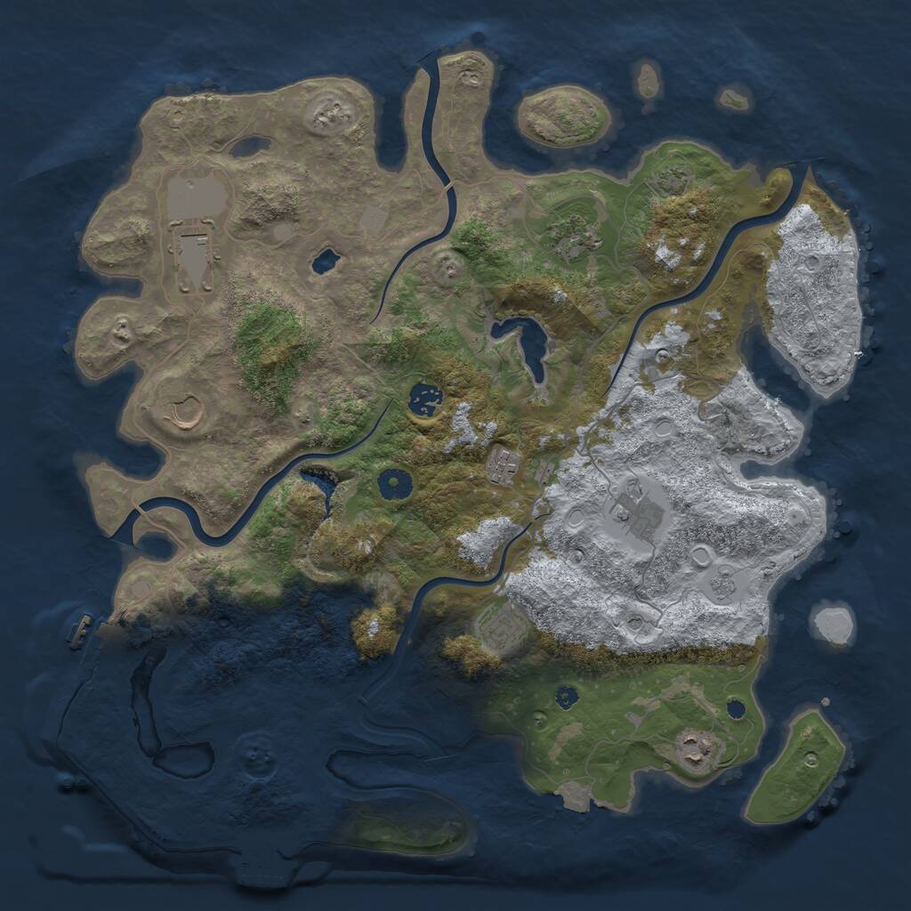 Rust Map: Procedural Map, Size: 4096, Seed: 4027, 14 Monuments