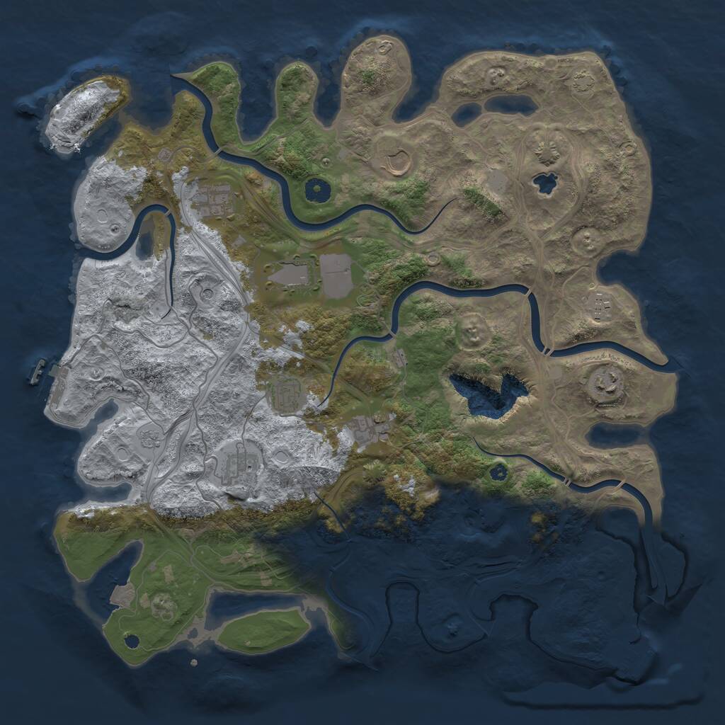 Rust Map: Procedural Map, Size: 4250, Seed: 2110528996, 14 Monuments