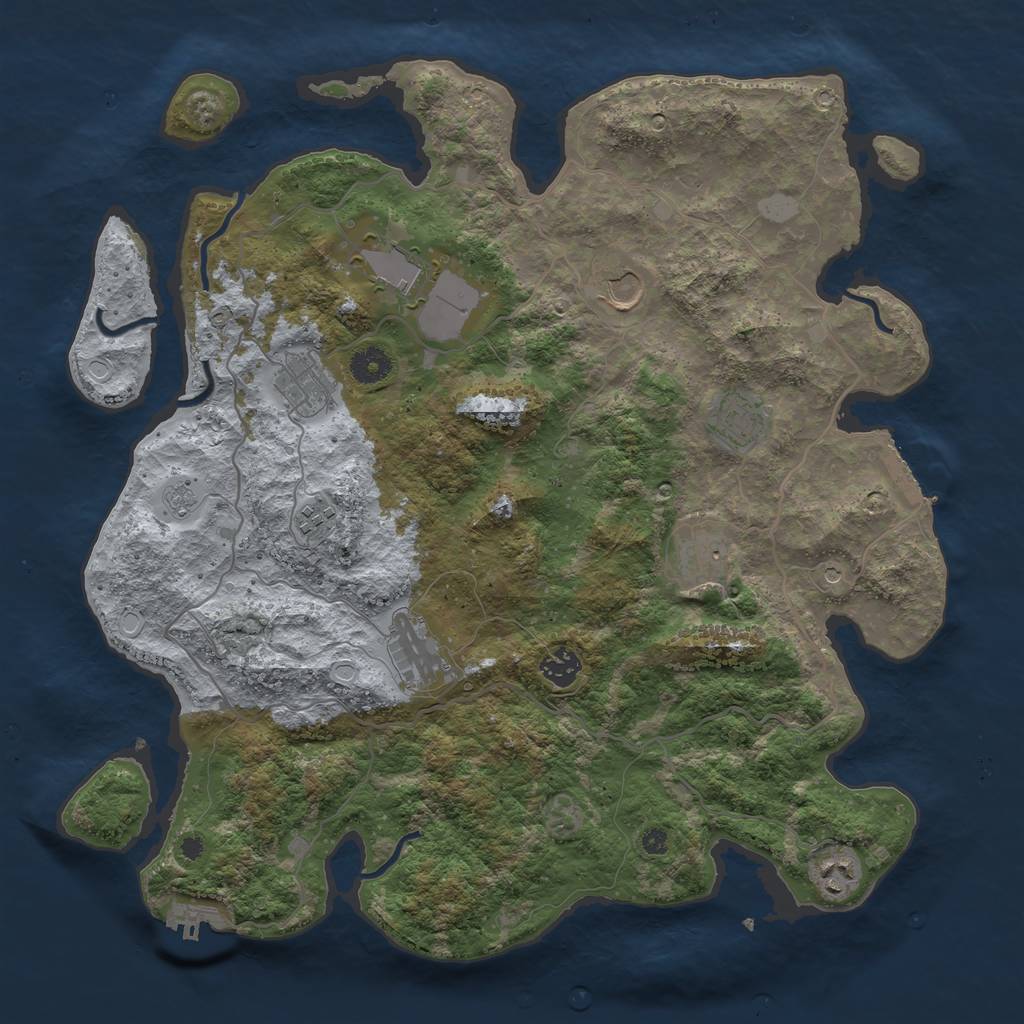 Rust Map: Procedural Map, Size: 4000, Seed: 633418257, 18 Monuments