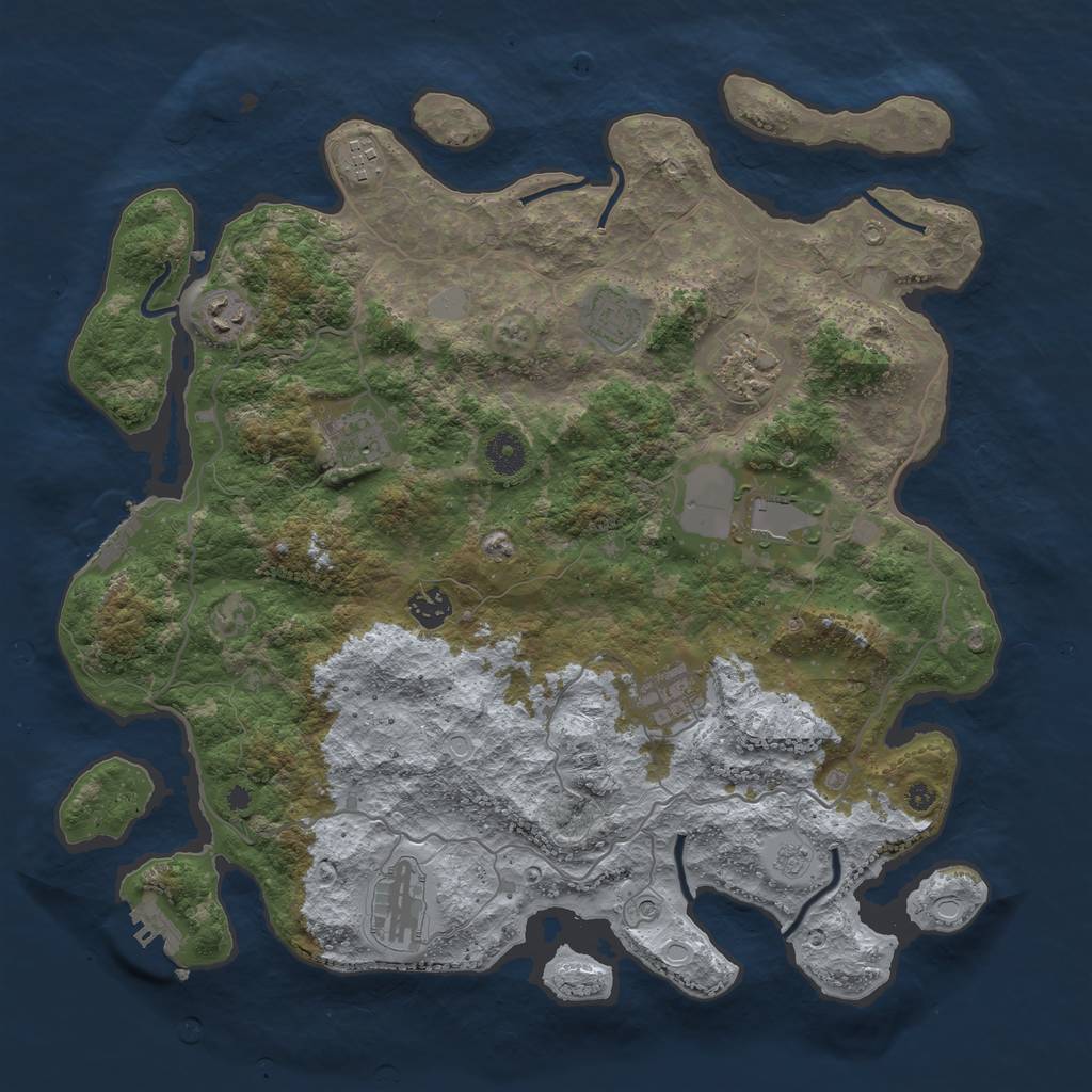 Rust Map: Procedural Map, Size: 4000, Seed: 106296681, 18 Monuments