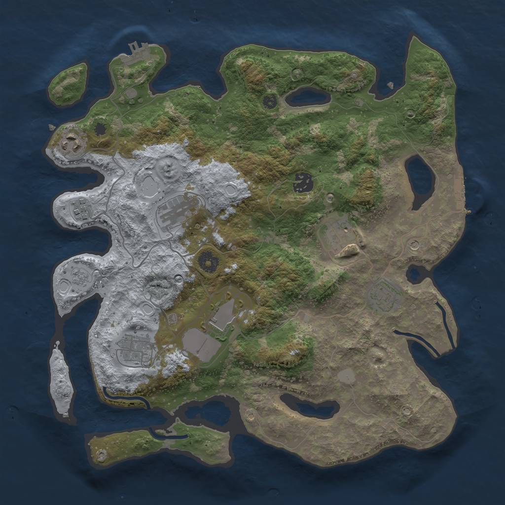 Rust Map: Procedural Map, Size: 3600, Seed: 1597654027, 17 Monuments