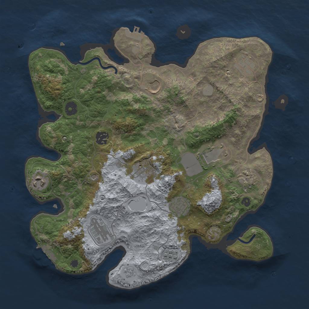 Rust Map: Procedural Map, Size: 3500, Seed: 10033985, 19 Monuments