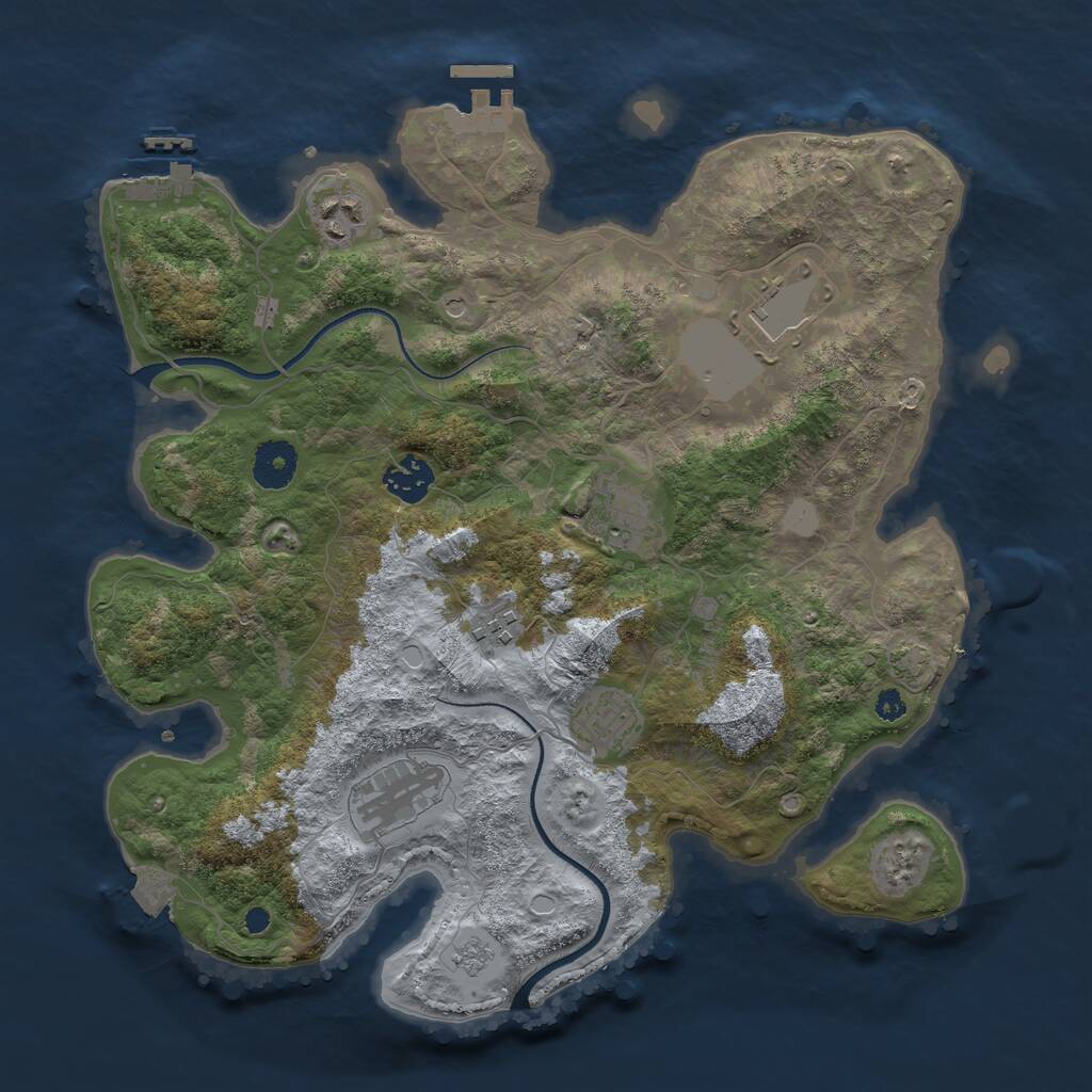 Rust Map: Procedural Map, Size: 3500, Seed: 10033985, 13 Monuments