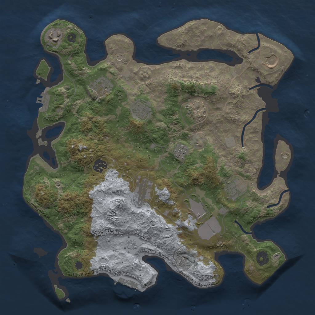 Rust Map: Procedural Map, Size: 3500, Seed: 484411709, 19 Monuments