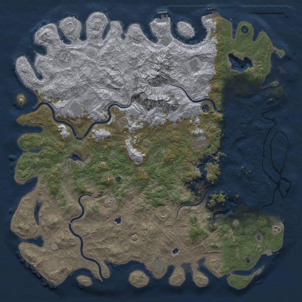 Rust Map: Procedural Map, Size: 6000, Seed: 1958700595, 17 Monuments