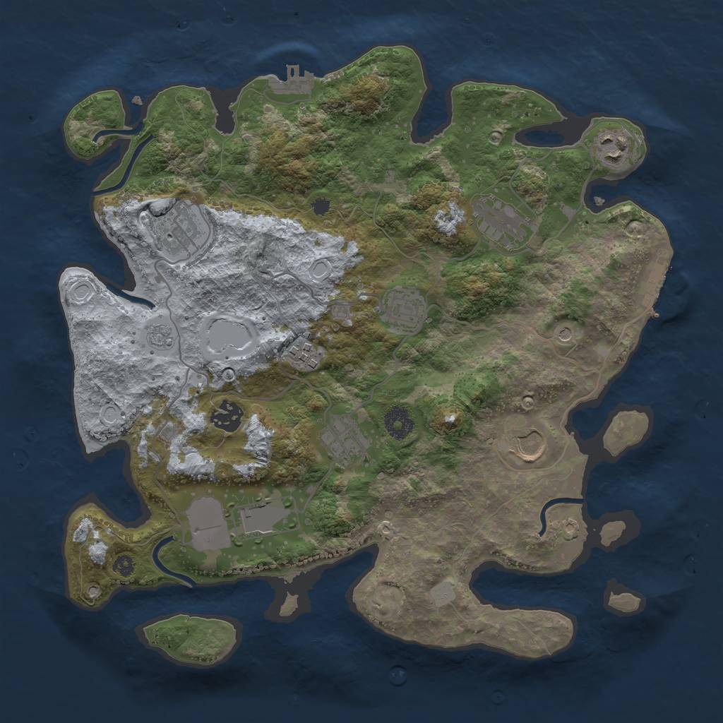 Rust Map: Procedural Map, Size: 3500, Seed: 54897, 18 Monuments