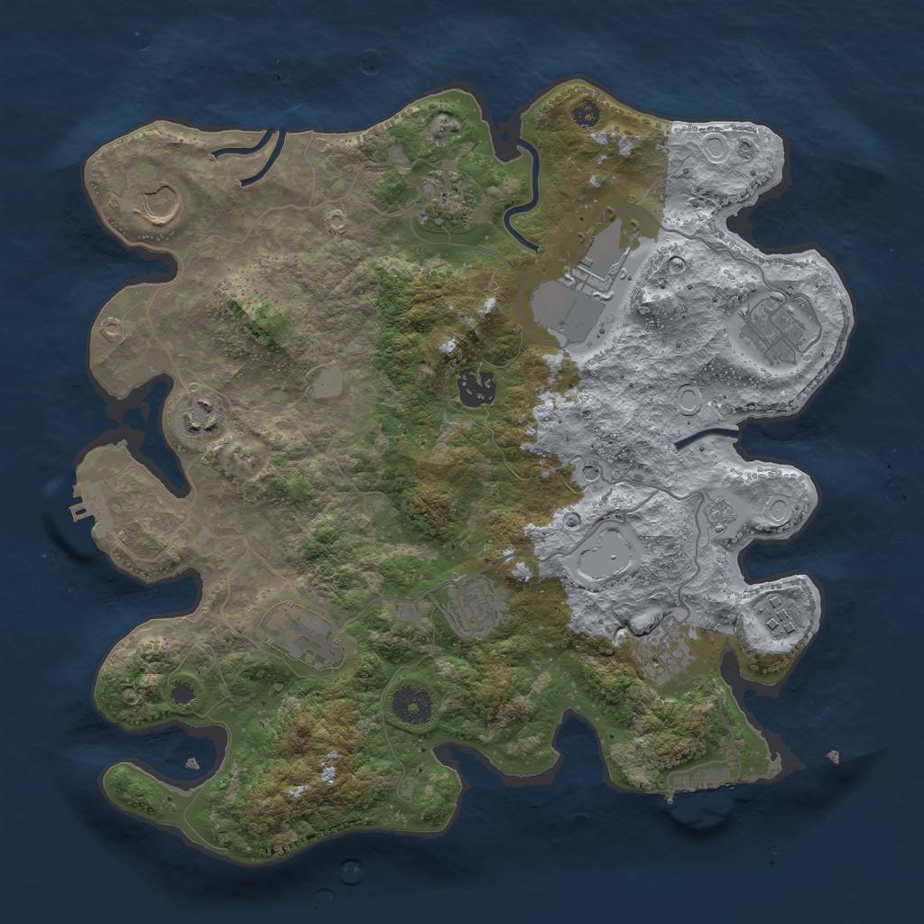 Rust Map: Procedural Map, Size: 3500, Seed: 973620, 19 Monuments