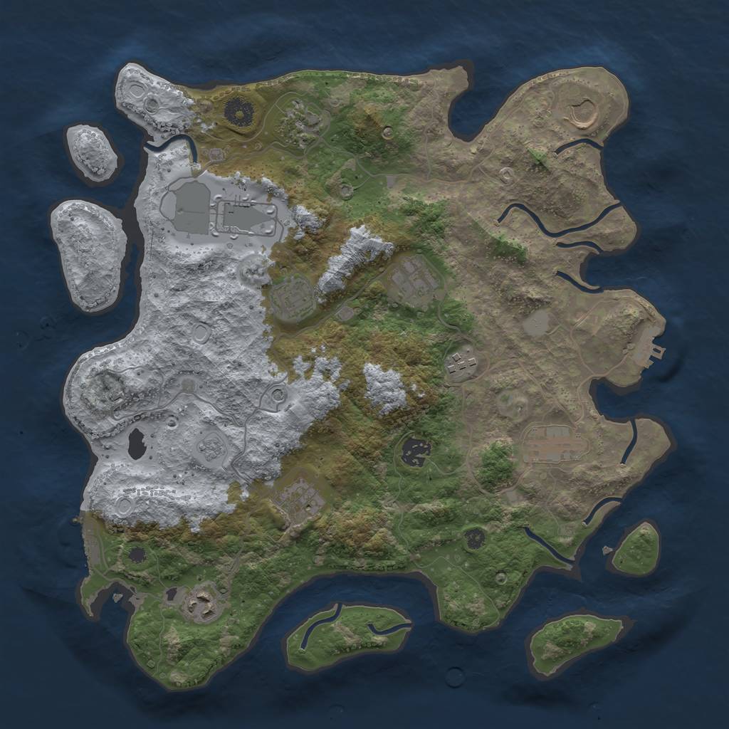 Rust Map: Procedural Map, Size: 3750, Seed: 732871058, 19 Monuments