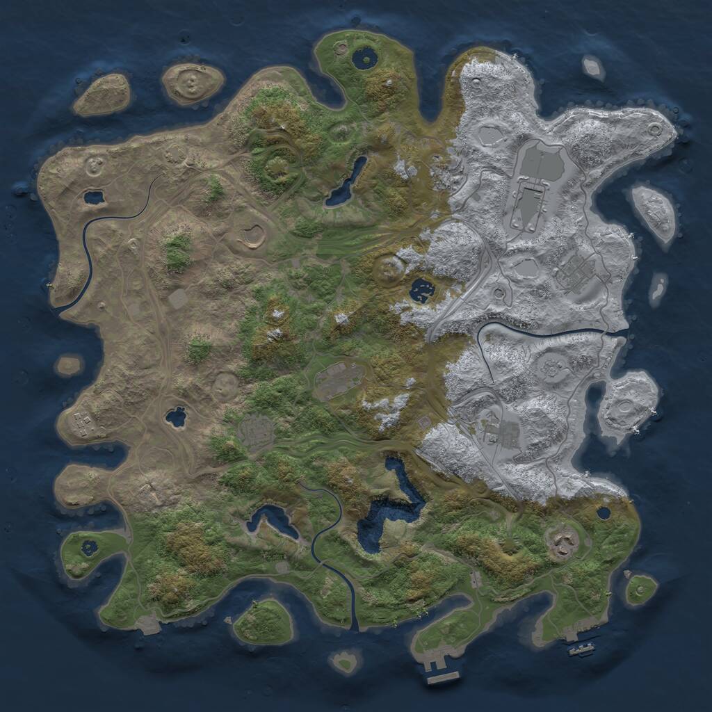 Rust Map: Procedural Map, Size: 4500, Seed: 122986, 16 Monuments
